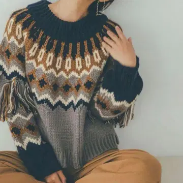 [ haco! ] 디자인 니트 노르딕 니트 프린지 수잔 콜라보