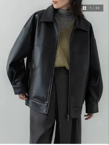 crewre 인조 가죽 지퍼 블루종 블랙 3