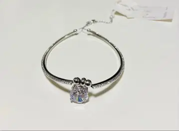 크리스탈 장식 실버 뱅글 목걸이