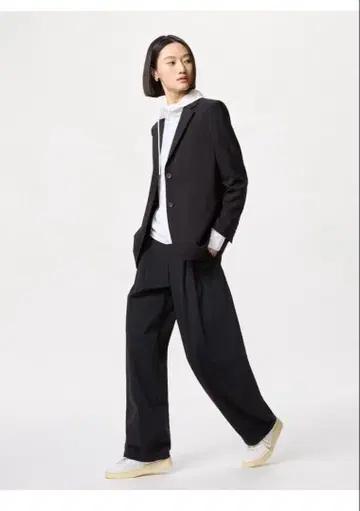 울트라 스트레치 액티브 와이드 팬츠. 긴 길이 L 블랙