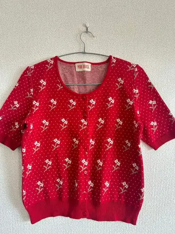 PINKHOUSE [레어] 꽃무늬 반팔 가디건