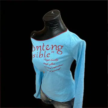 스카이블루 오프숄더 T셔츠 y2k