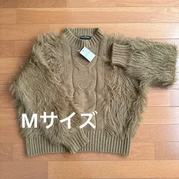 샤기 니트 카키 M