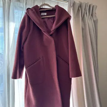 DEICY 후드 부착 핑크 롱 코트