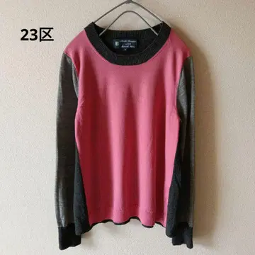 23구 니트 울 배색 핑크 그레이 4955