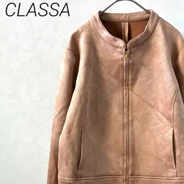 CLASSA 스웨이드 블루종 집업 포켓 부착 심플