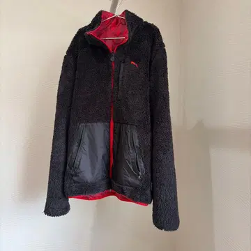 PUMA 플리스 자켓 블랙/레드