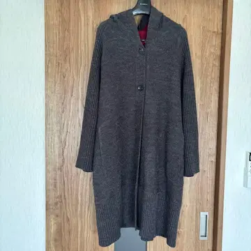 MISSSEL 후드 부착 롱 코트 다크 그레이