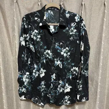 y112309 NO ID. 긴팔 셔츠 꽃무늬 올 패턴 버튼 사이즈 2