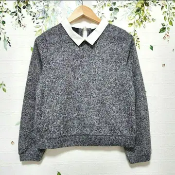 [ Khalita ] 시마무라 그레이 니트 스웨터 카라 부착