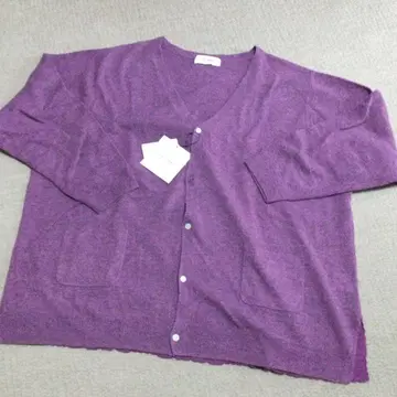 미사용 새상품! 슈퍼 하카 체형 커버 가디건 울 x 면 라벤더 컬러