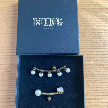 WING 골드 펄 크리스탈 귀걸이