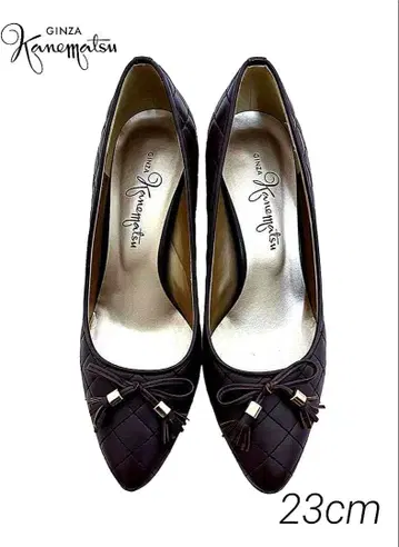 레어 긴자 카네마츠 kanematsu 퀼팅 펌프스 힐 버건디