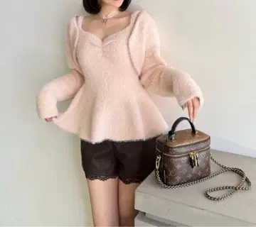 로열 파티 미니 샤기 니트 앙상블