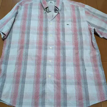 LACOSTE 체크 무늬 반팔 셔츠 S 사이즈