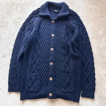 컨디션 최상 United arrows 울100% 아란 니트 가디건 L