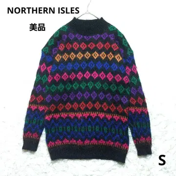 노던 아일즈 새상품급 모헤어 도화려 스웨터 니트 멀티 컬러 개성파