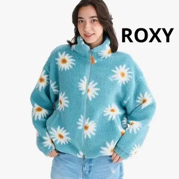 숏 기장 ROXY 록시 꽃무늬 데이지 보아 자켓 블루