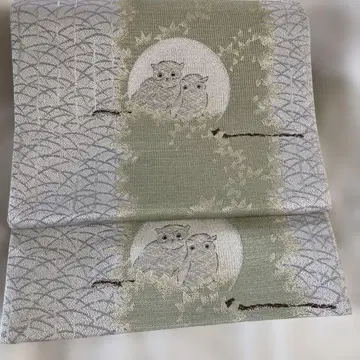 올빼미 디자인 후쿠로 오비 연한 녹색