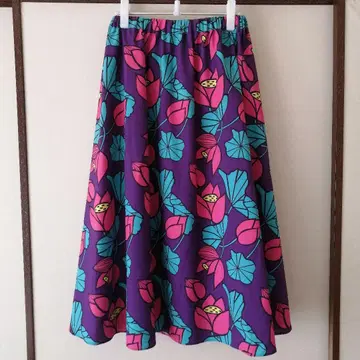 [새상품급] ROUROU 로우로우 연꽃 프린트 스커트 플라워 일본제