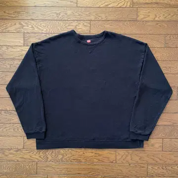 Hanes 맨투맨 앞 V 가제트 블랙 무지 XL