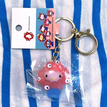 산리오 미야쿠미야쿠 [ 헬로키티 입체 마스코트 클리어 컬러 키링 ]