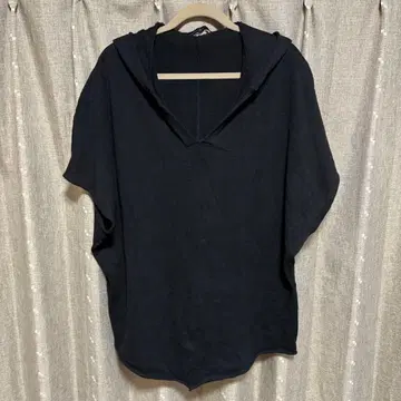 y112311 NO ID. 후디드 케이프 판초 블랙 사이즈 1