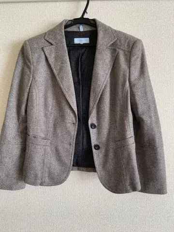 브라운 테일러드 자켓 울 혼방