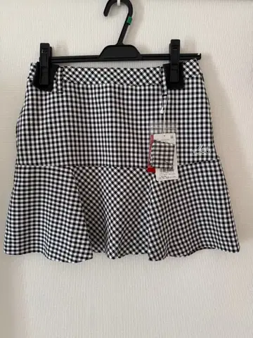 MU 스포츠 미에코 우에사코 깅엄 체크 절개 플레어 스커트 42