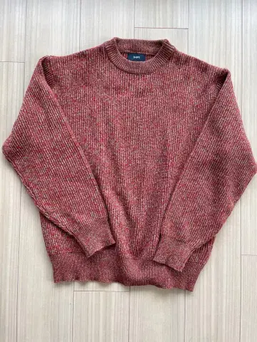 리브 니트 긴팔 스웨터 빨간색 계열