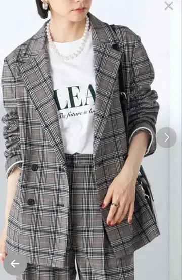 SHIP 쉽스 울 혼방 체크 더블 버튼 자켓 그레이 계열