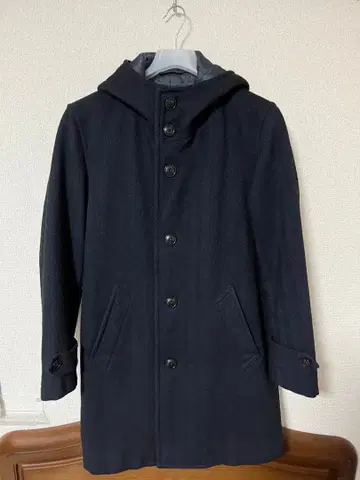 그린 레이블 릴랙싱 테크 트위드 후디드 코트 네이비