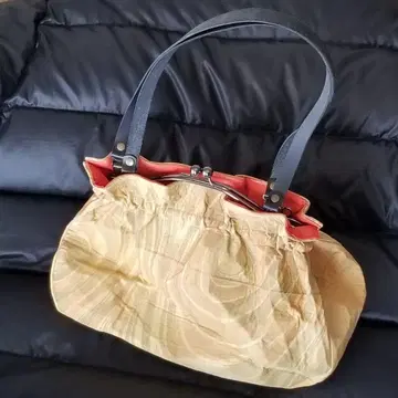 쇼와 레트로 가마구치 기모노 가방 베이지 종이 소재?