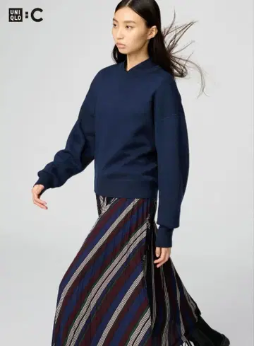 새상품 미사용품 택 포함 UNIQLO 스무스 코튼 크루넥 스웨터 네이비