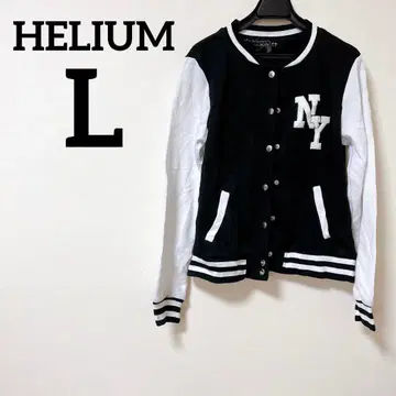 HELIUM NY [ L ] 로고 바시티 자켓 아우터 블랙 화이트