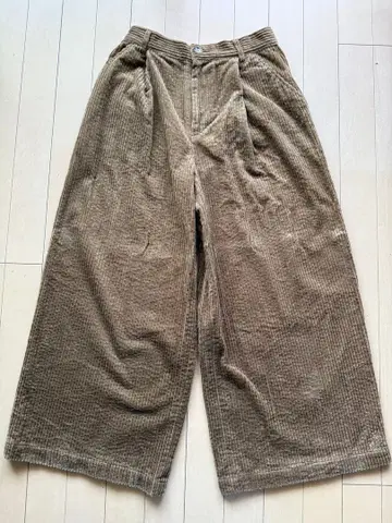 Ray BEAMS 코듀로이 와이드 팬츠 브라운