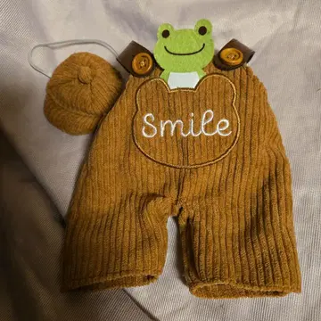 개구리 피클스 빈 인형용 코스튬 코듀로이 오버롤 세트