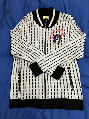 [까스텔바작] 화이트 블랙 스트라이프 집업 아우터 L