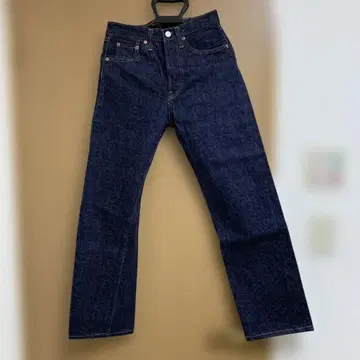 다크 데님 스트레이트 청바지 빨간색 택