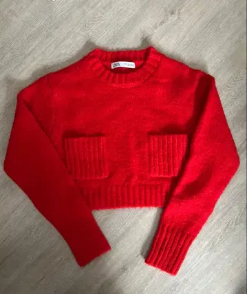 ZARA 빨간색 크롭 니트 스웨터