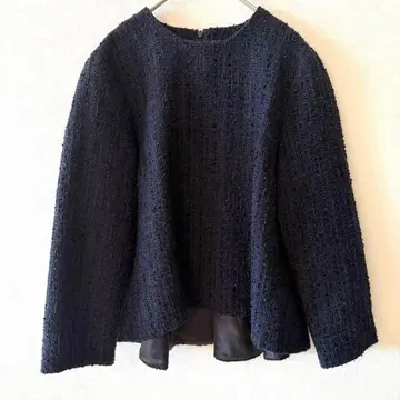 데밀룩스 빔즈 백 플레어 트위드 풀오버 라메 네이비 38