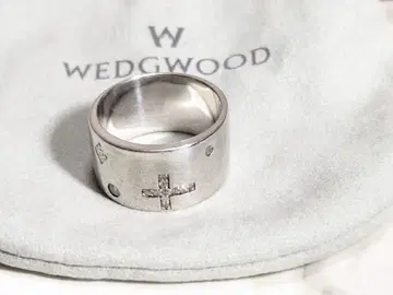 웨지우드 실버 은제 반지 와이드 크로스 다이아