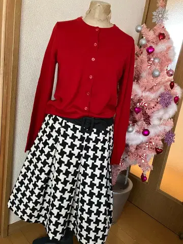 고급 M'S GRACY 플레어 스커트 하운드투스