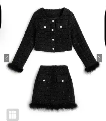 페더 트위드 자켓 x 인빵 안감 부착 스커트 셋업[pm634]