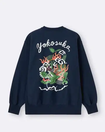 GU 헤비웨이트 맨투맨 풀오버 L 가로지 히로미치 네이비