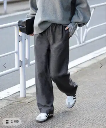 SLOBE IENA 그레이 와이드 팬츠