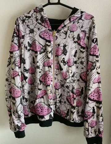 Scalar 버섯과 꽃 프린트 리버서블 후드티