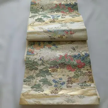 꽃과 새 자수 후쿠로 오비