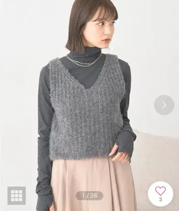 [새상품급] MIX 컬러 부클 니트 뷔스티에 (차콜 그레이)