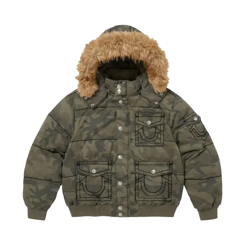 정품 L,XL 슈프림 x 트루릴리전 퍼퍼 자켓 올리브 카모 25FW 패딩